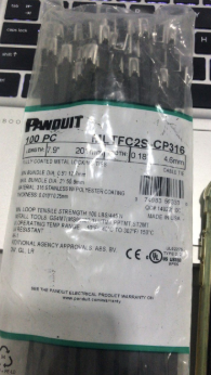 PANDUIT STAINLESS STEEL 316 FULLY COATED CABLE TIE 201MM X 4.6MM X 100PCS/PKT (MLTFC2S-CP316)