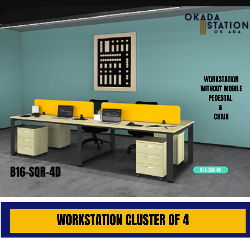 WORKSTATION / CLUSTER OF 2 / CLUSTER OF 4 / B16-SQR / TABLE SIZE : 1500MM / OPEN CONCEPT / OFFICE TABLE