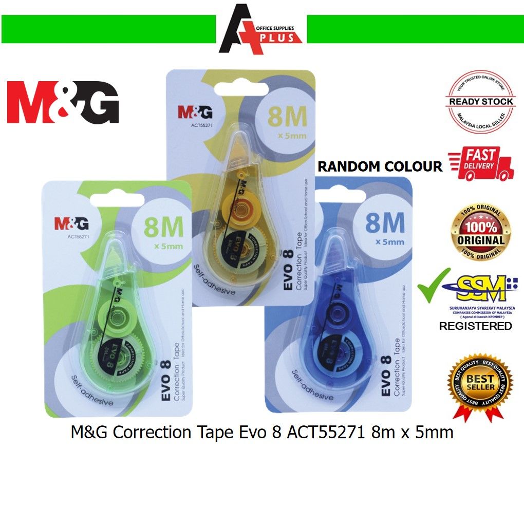 M&G Correction Tape Evo 8 ACT55271 8m x 5mm / Pita Pembetulan