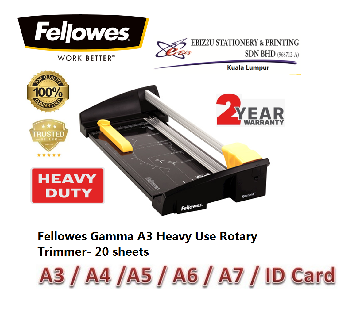 Fellowes Gamma A3 Heavy Use Rotary Trimmer- 20 sheets (Paper Cutter, Paper Trimmer, Rotary Trimmer, Heavy Duty Cutter, guillotine paper trimmer, A3 Paper cutter, A4 paper cutter)