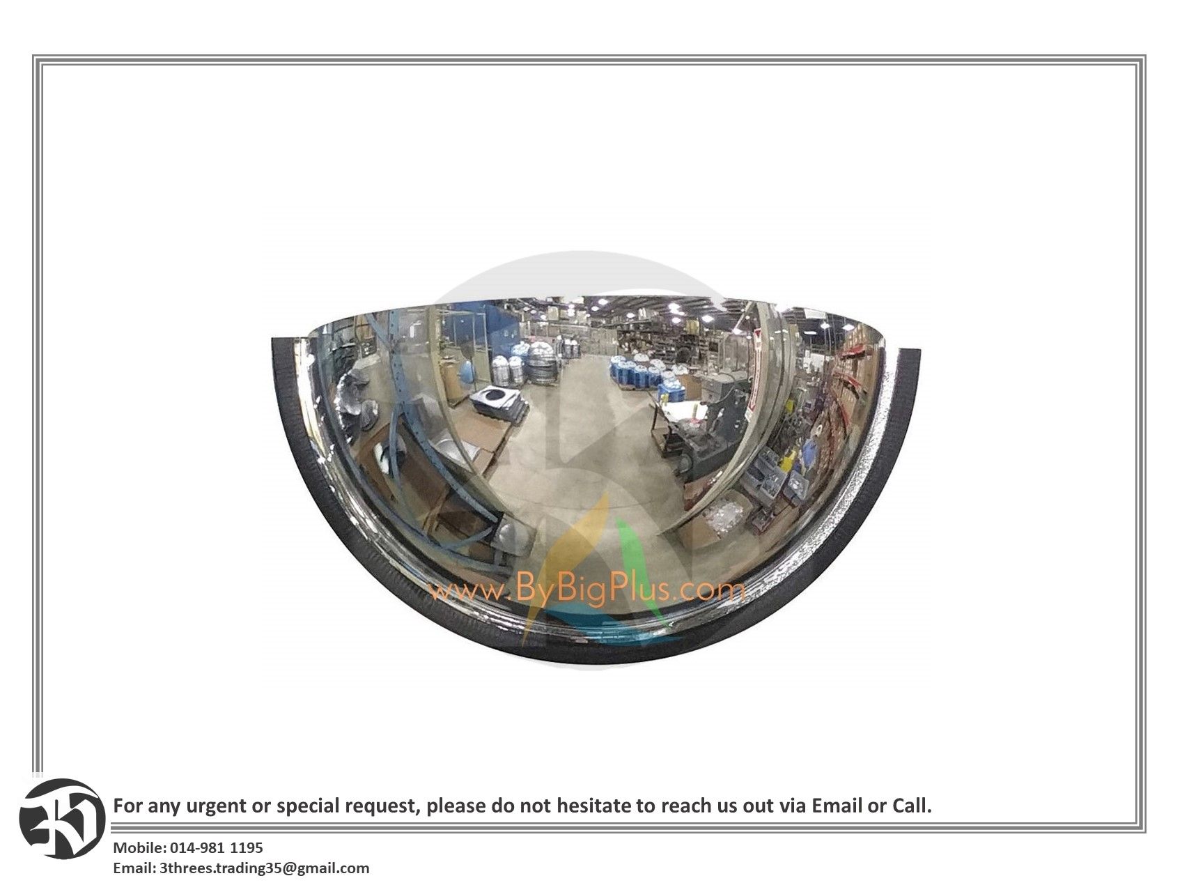 Polycarbonate Dome Convex Mirror Half 600mm