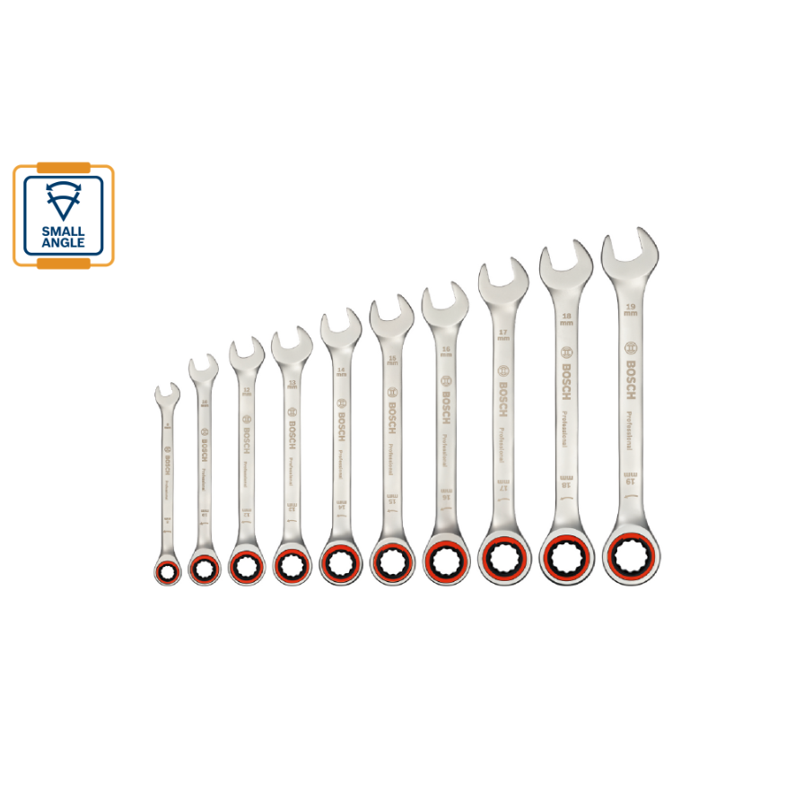 BOSCH RATCHET SPANNER SET 10 PCS (8 -19MM) – (1600A02AU0)
