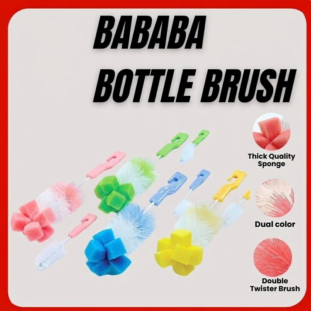 BABABA Sponge Bottle Brush Murah Cleaner Mug Baby Bottle Glass Cup Easy Rotating Cleaning Sponge Cuci Botol & Puting 05140 BLUE SL-05140