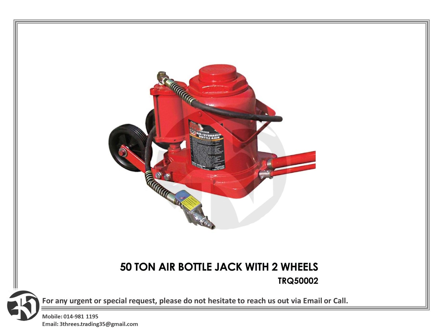 BIGRED Hydraulic Air Bottle Jack Lifting Stand 50 TON