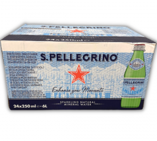 San Pellegrino Sparkling Natural Mineral Water, 250ml (Glass Bottle) Carton