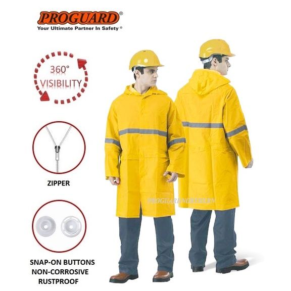 Heavy Duty Visibility Raincoat with High Reflective Strip