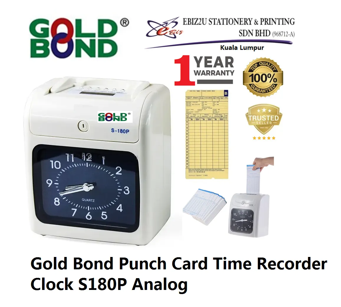 Gold Bond Punch Card Time Recorder Clock S180P Analog (Time Clock, punch card machine, mesin kad punch, time recorder machine, time recorder)