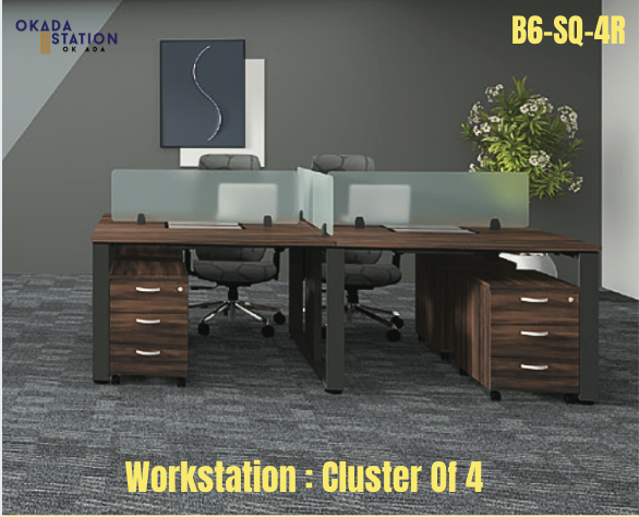 WORKSTATION / CLUSTER OF 4 / MODEL: B6-SQ-4R / SIZE TABLE : 1200MM / SIZE TABLE : 1500MM