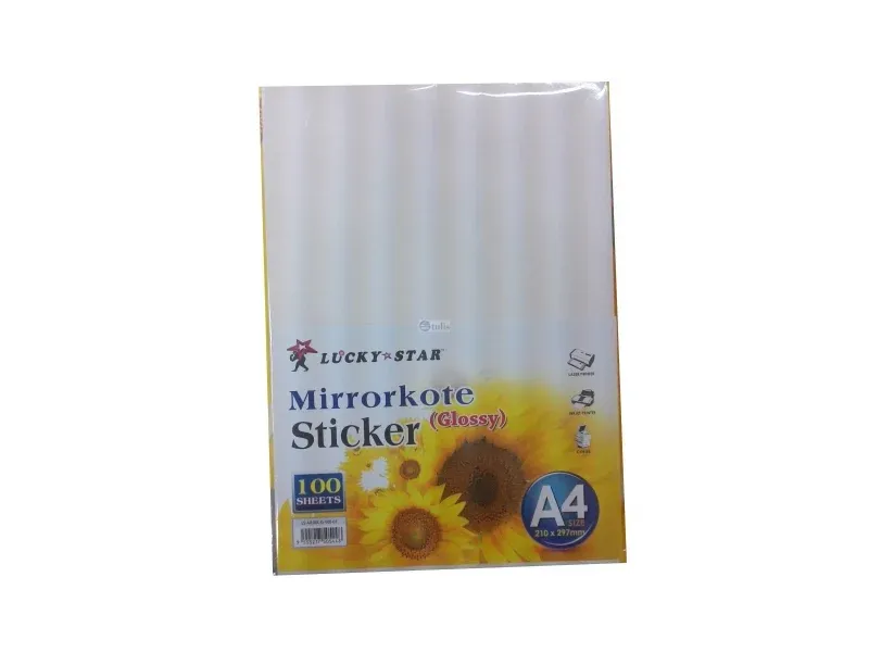 A4 Sticker White Mirrorkote (Glossy)