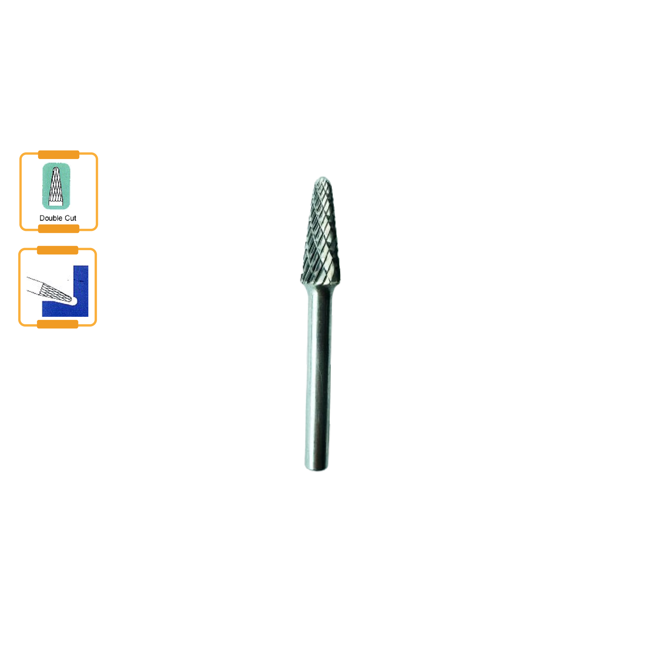 TBS Tungsten Carbide Rotary Burr Cone Radius End (Double Cut)