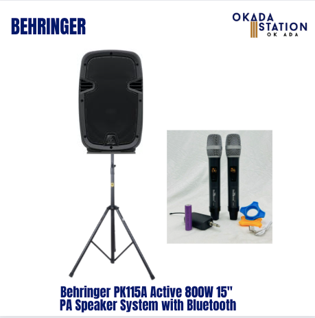 BEHRINGER PK-115A SPEAKER SET / WITH STAND + 2 PCS WIRELESS MICROPHONE