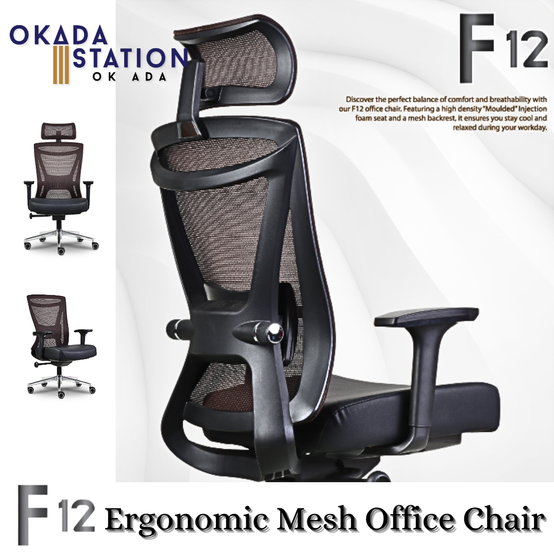 CLASSIC CHAIR F12 ERGONOMIC OFFICE MESH CHAIR WITH CHROME LEG - ALL SIZE / CLASSIC CHAIR / MESH SERIES / F12 SERIES / ERGONOMIC OFFICE CHAIR / ERGONOMIC MESH CHAIR / FABRIC / MESH CHAIR / OFFICE CHAIR / CHAIR / F12