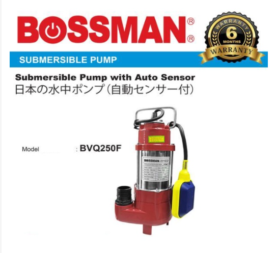 BOSSMAN 250W SUBMERSIBLE PUMP WITH AUTO SENSOR - BVQ250F