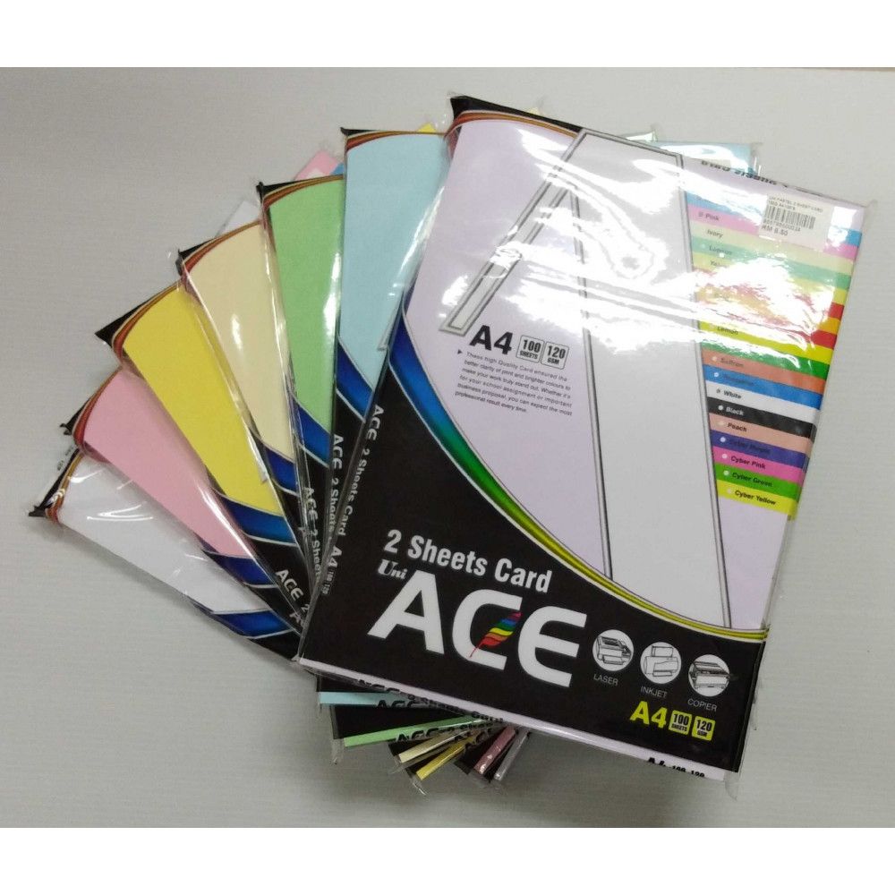 ACE A4 2 SHEETS CARD 120GSM (LIGHT) 100S/PKT