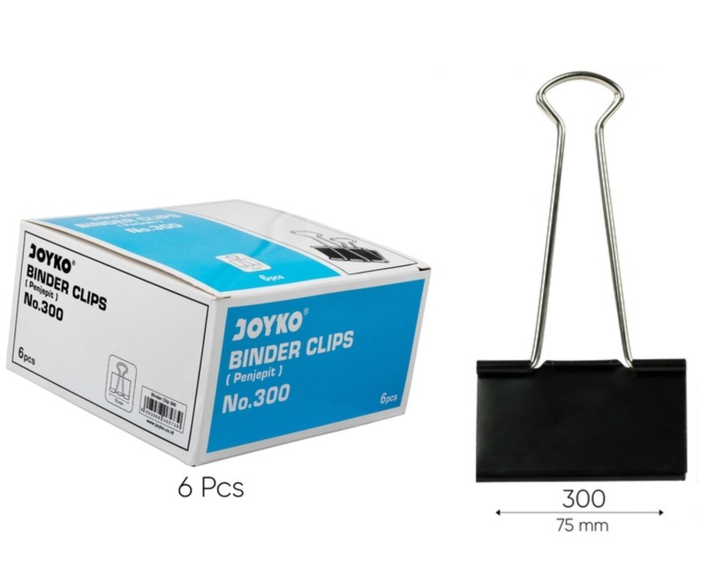 Binder Clip Paper Clip Joyko Black 300 (75mm x 6PCS)