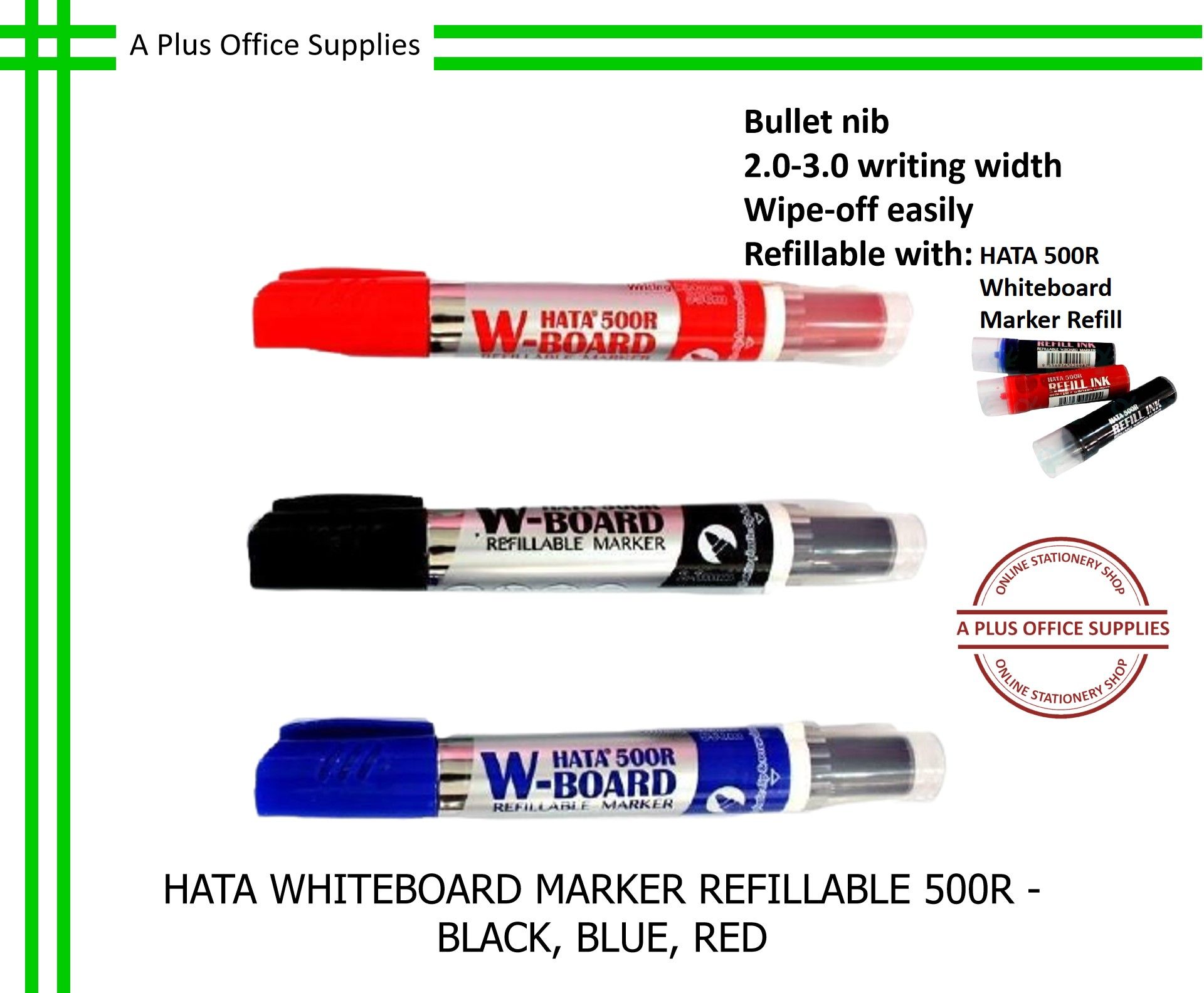 HATA Whiteboard Marker Refillable 500R / Pen Marker Papan Putih