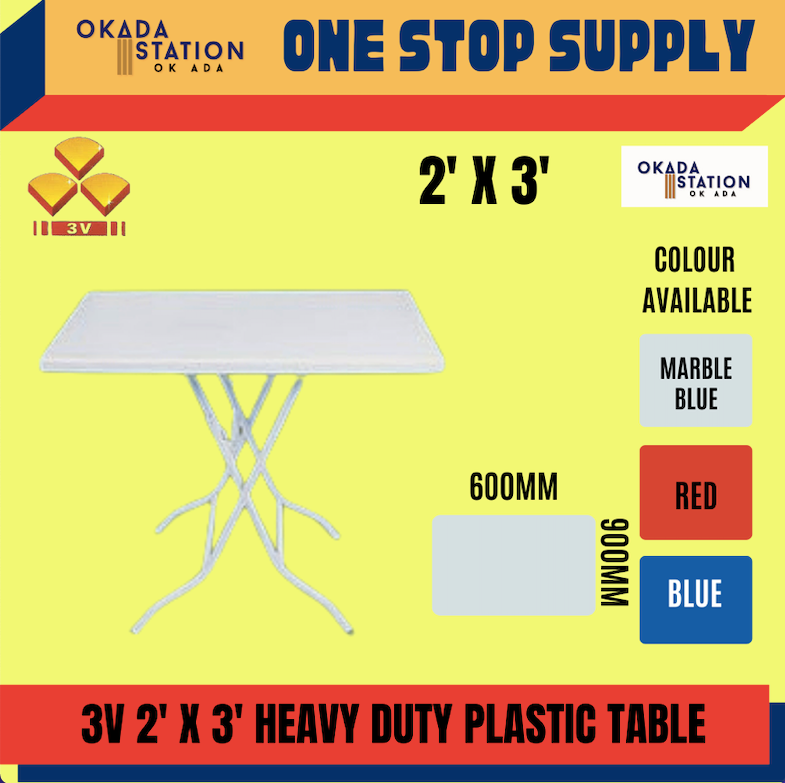 3V Plastic Table 2' x 3' / 3V / Table / Plastic Table / 3V Table / Office Table / Square Folding Table / 3V Plastic Table
