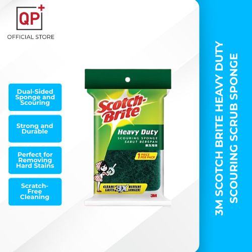 3M SCOTCH BRITE HEAVY DUTY SCOURING SCRUB SPONGE (HOUSEHOLD KITCHEN SCRUB) 1PC l SPON l 海绵白洁布-