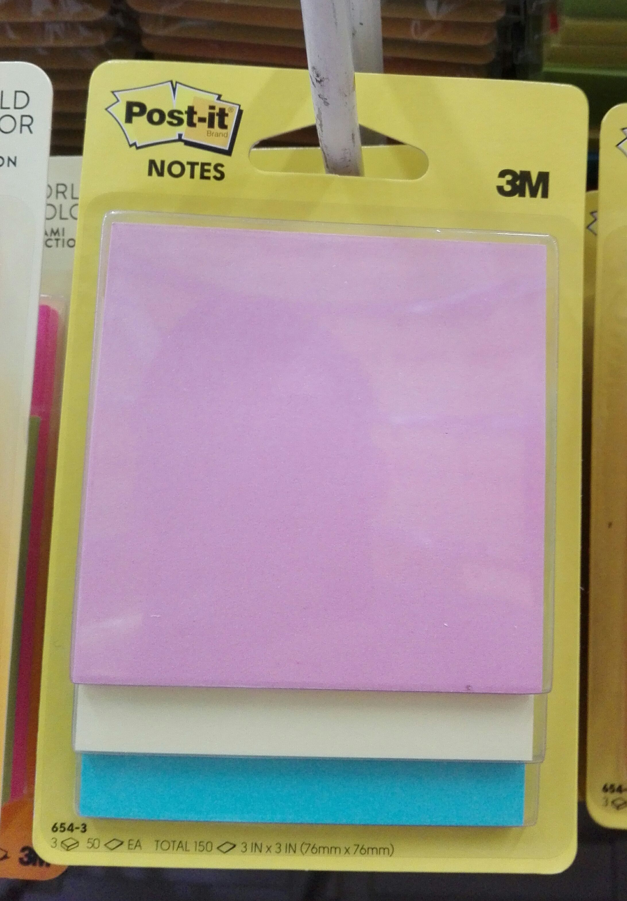 Post-it Notes (3"x3") 3 colors pad. 150's