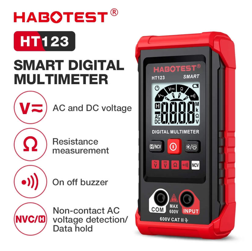 HABOTEST HT123 DIGITAL SMART MULTIMETER AC/DC 600V 4000 ANTI-BURNING