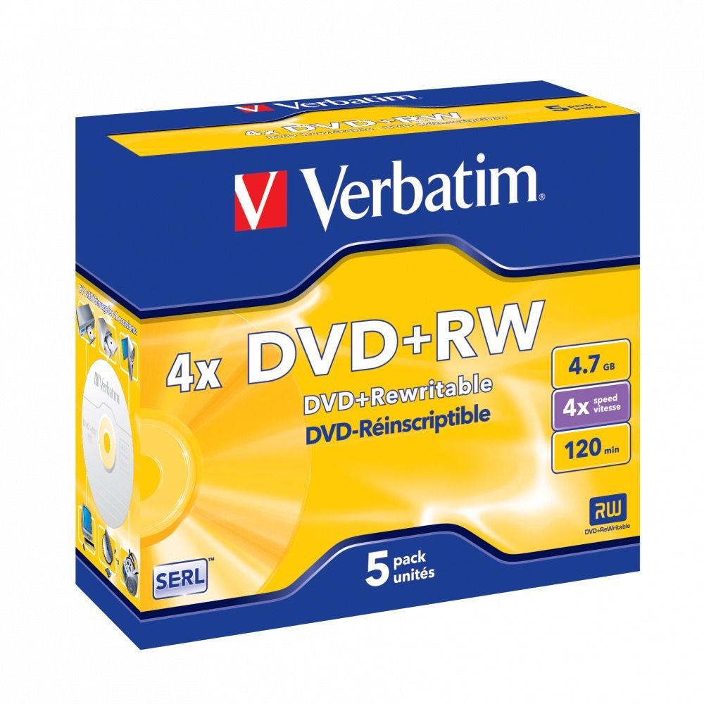 Genuine Malaysia- VERBATIM DVD+RW 4X 4.7GB 5PCS WITH CASE