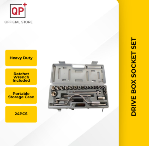 DRIVE BOX SOCKET SET HEAVY DUTY 24PCS 1/2"  RATCHET WRENCH TOOL SET l PERALATAN BAIKI l 工具套-