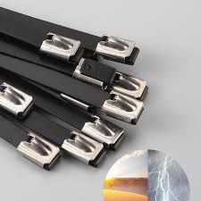 Flame Retardant SS 304 Polyester Epoxy PVC Coated Stainless Steel Cable Ties for General Use ( 4.6mm Coated (100pcs/lot) 250mm