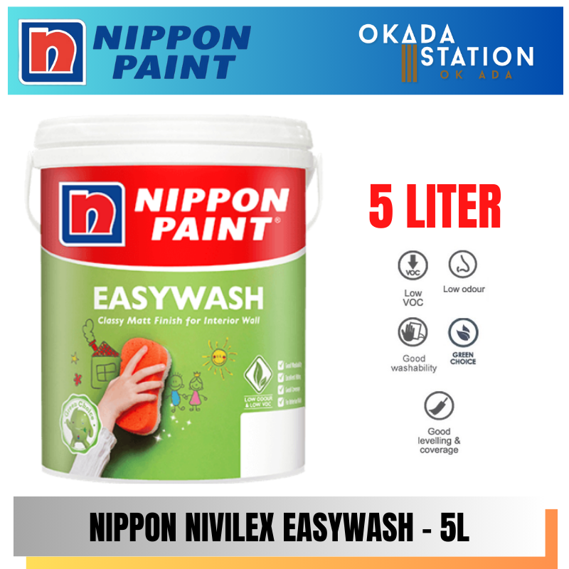 Nippon Paint / 5L / 5 Liter / Interior Paint / Nivilex EasyWash / Water Based / Cat Dalaman / Cat Air / Cat