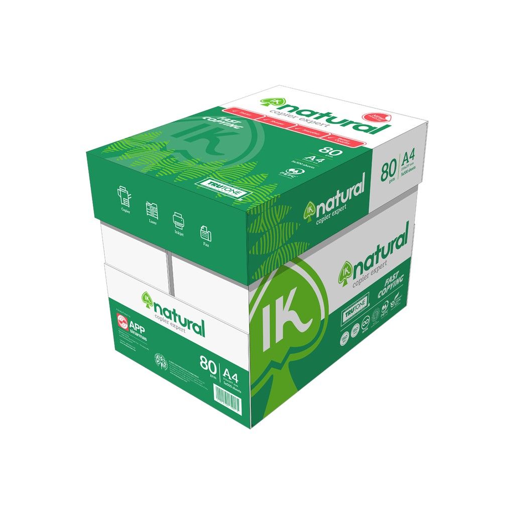 IK Natural 500s 80gsm A4 Paper 1 Carton Box (5 Reams) (500 sheets/ream)