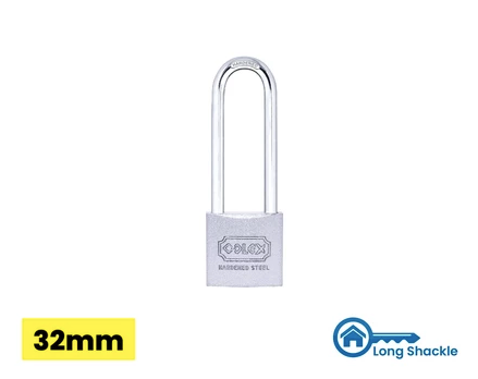 COLEX 32mm Titanium Coated and Epoxy Coated Standard Steel Padlock Long Shackle Padlock