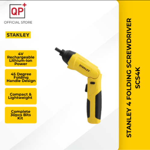 STANLEY FOLDING CORDLESS SCREWDRIVER 4V BATTERY C/W 30PC BITS KIT SET 45 DEGREE SCS4K-B1 电钻-SCS4K