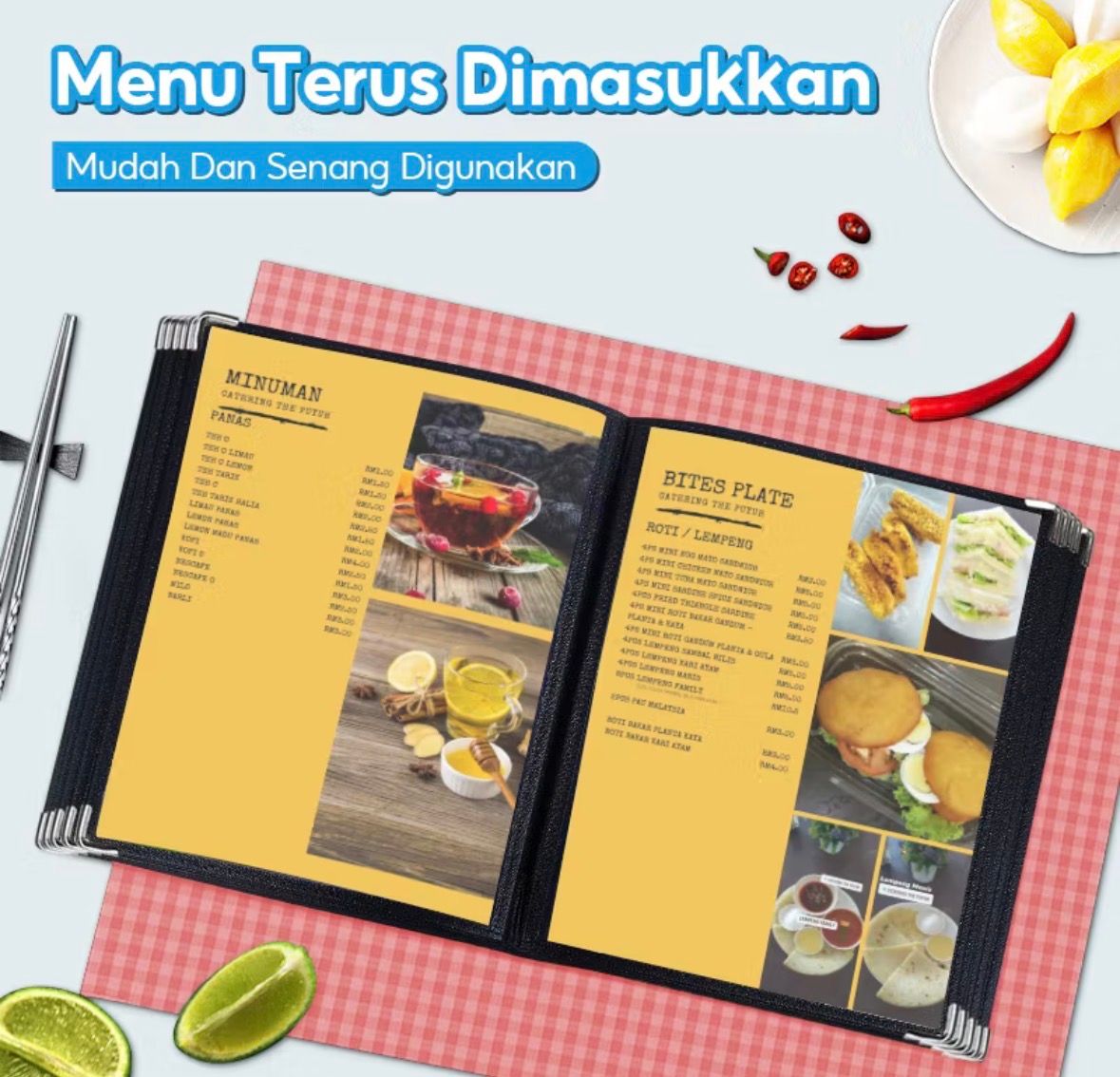 A4 Menu Cover Restaurant Cafe Transparent Clear Menu Holder PVC Book (10 Sleeve(20 Page)