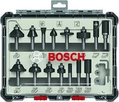 BOSCH Professional 15Pcs Set Wood Router Bit Set for 8mm Shank Router 2607017472 2 607 017 472