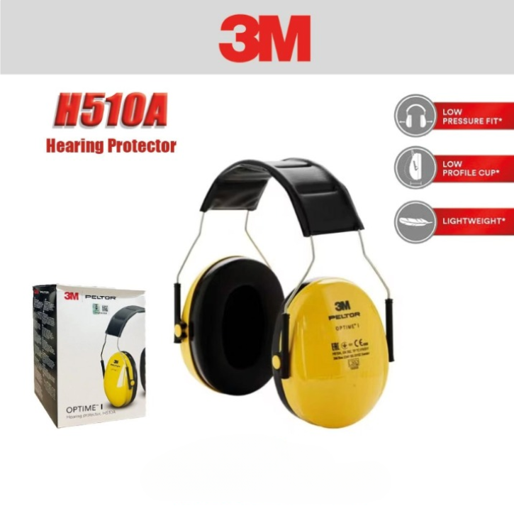 3M PELTOR OPTIME H510A OVER-TO-HEAD HEARING PROTECTOR COMFORT EARMUFF LOW PRESSURE 27DB