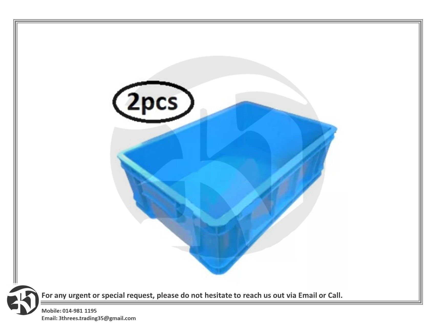 (2pcs) 460mmX300mmX(H)160mm Food Storage Stackable