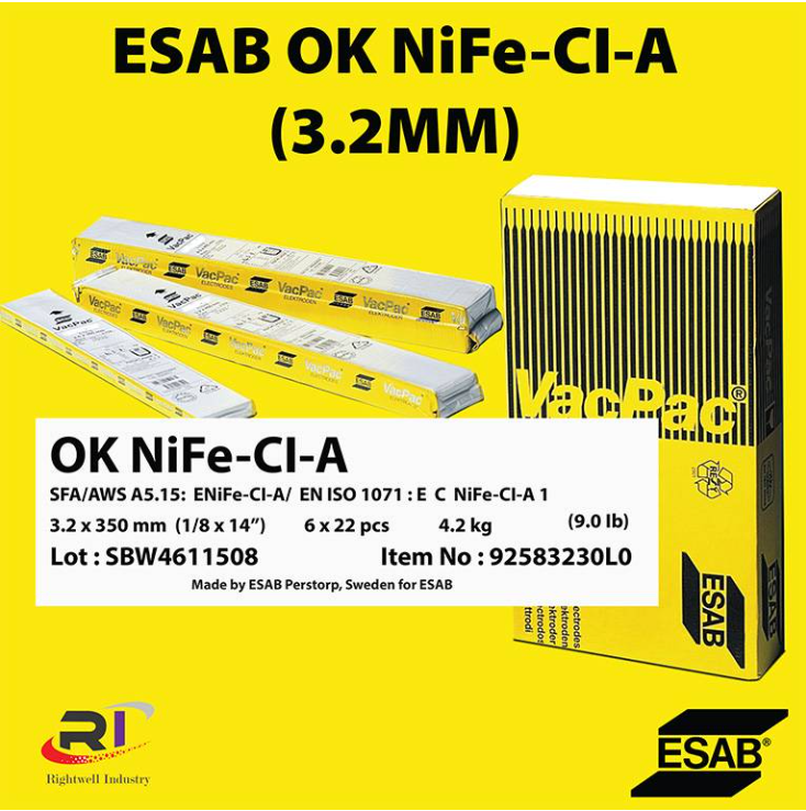 RIGHTWELL ESAB NIFE-CL-A VP NICKEL-IRON CORED WELDING ELECTRODE (AWS ENIFE-CL-A)