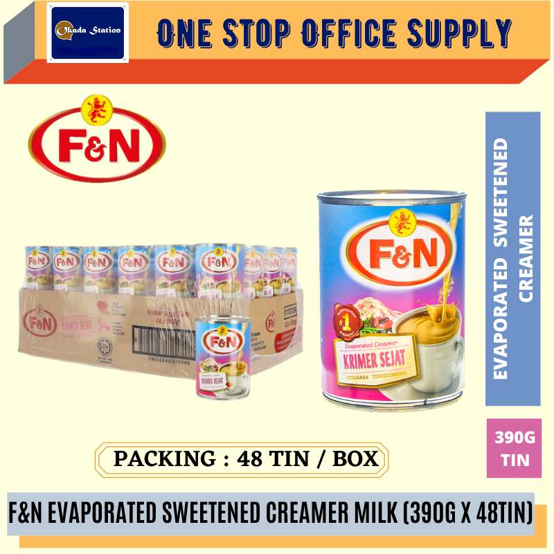 F&N EVAPORATED CREAMER 390gms x 48 CANS - CARTON / SUSU CAIR / MILK / SUSU