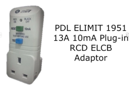 PDL ELIMIT 1951 13A 10mA Plug-in RCD ELCB Adaptor