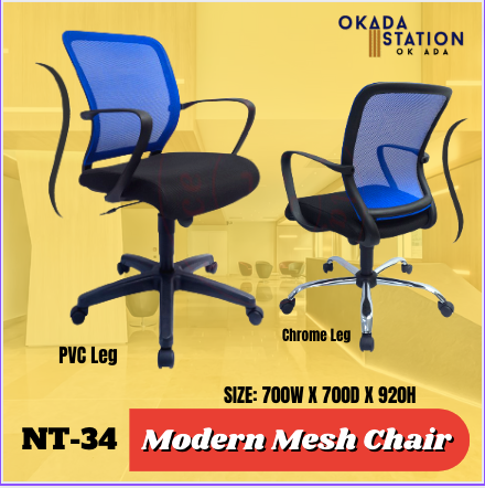 LT NT-34 ERGONOMIC MESH CHAIR- LOW BACK / PP LEG / CHROME LEG / MESH CHAIR / KERUSI / ERGONOMIC MESH CHAIR / OFFICE CHAIR