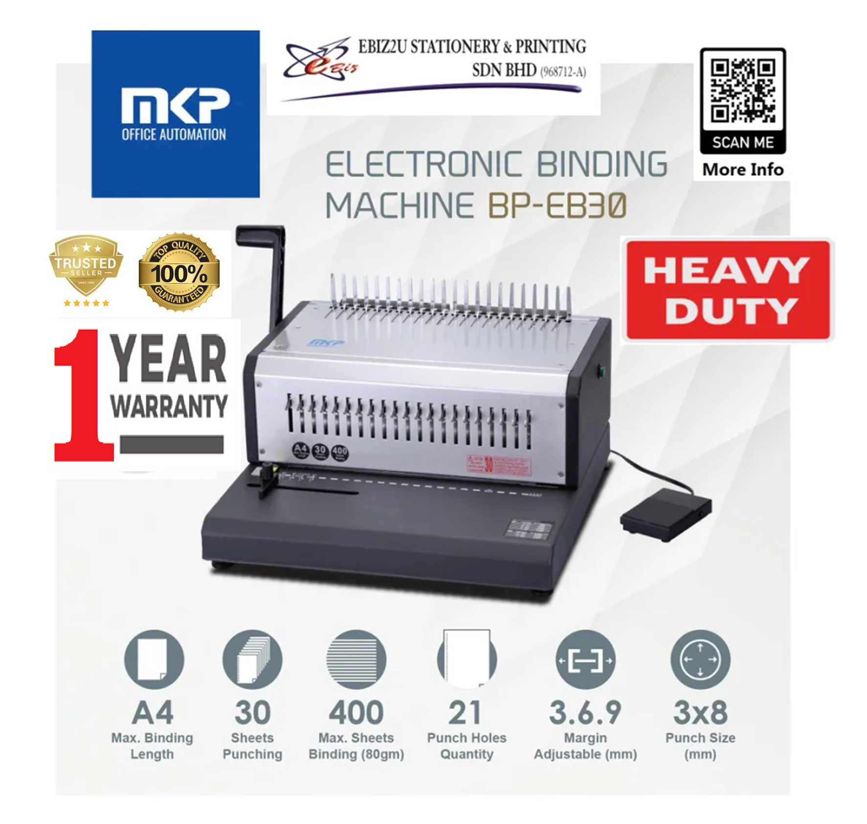 MKP Heavy Duty Electric Binding Machine BP-EB30 (30sheets) electric binding machine, heavy duty binding machine, electric Comb binding machine best binding machine, electric binder, electric comb