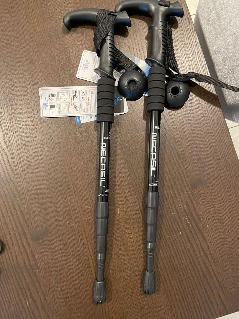 QS Hiking Stick Light Weight Trekking Pole Anti-Shock Adjustable Aluminium Leg