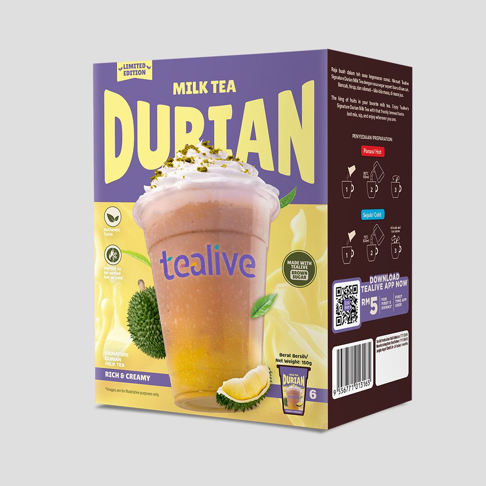 (Loose pack) Tealive Milk Tea Durian 6s/25g 24 Box x 150g