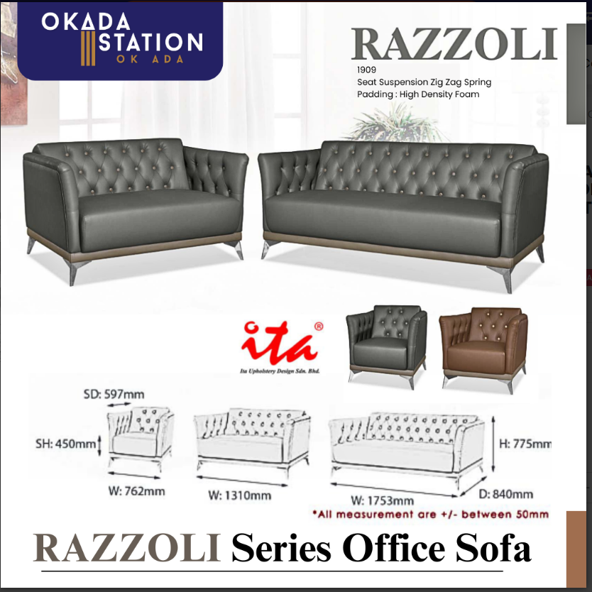 RAZZOLI SERIES OFFICE SOFA - / 1+2+2 SEATER SET / VISITOR SOFA / PU LEATHER / FABRIC / SOFA PELAWAT / SOFA PEJABAT / SOFA / RAZZOLI 1909