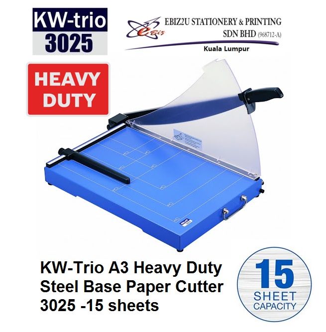 KW-Trio A3 Heavy Duty Steel Base Paper Cutter 3025 -15 sheets ( (Pemotong Kertas, Paper Cutter, Paper Cutter, Paper Trimmer, Heavy Duty Cutter, A4 paper cutter, A3 paper cutter)