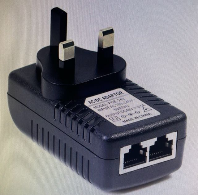 QS POE Injector POE Switch Ethernet Power Adapter UK Plug GJK 48V DC 0.5A 3 PIN