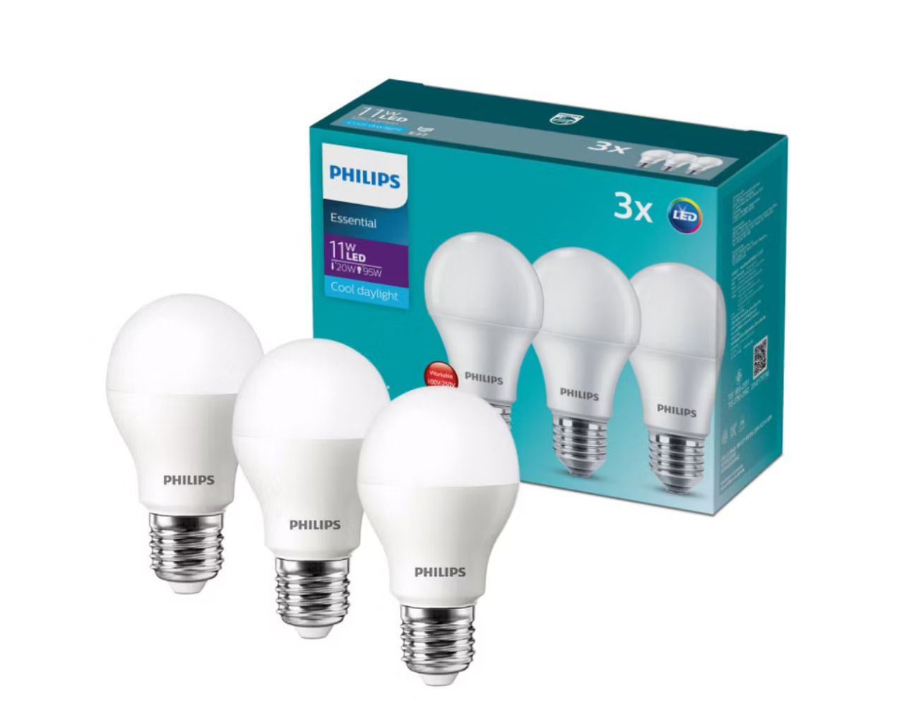 PHILIPS Multipack LED Essential Bulb 11W Daylight 6500K ( 3 pcs )