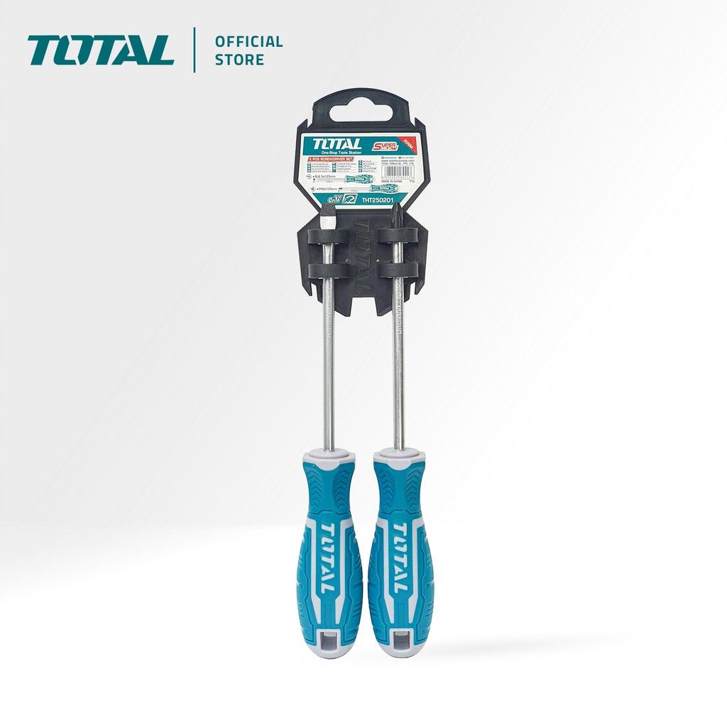 TOTAL SCREWDRIVER SET SL6.5 (125MM) + PH2 CR-V STEEL (125MM) + MAGNETIC TIP THT250201