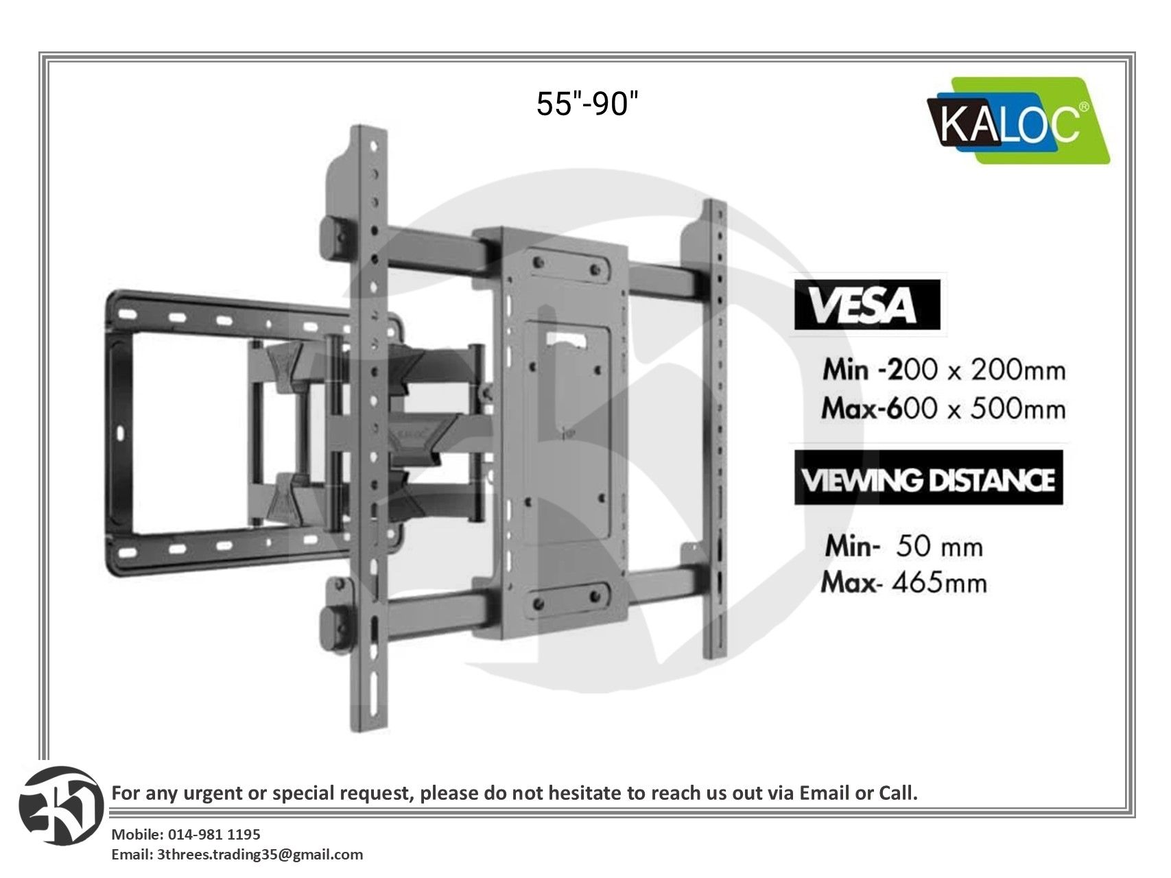 Heavy Duty Swivel TV Wall Mount 55”-120”