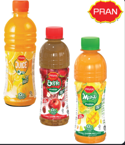PRAN JUS MANGGA/OREN/APPLE 330ML/BTL