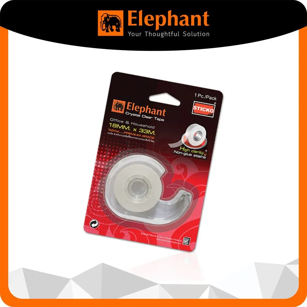 ELP CRYSTAL CLEAR TAPE WITH DISPENSER 18MMX33M